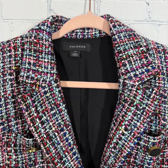 Halogen Tweed Blazer Women Medium Multciolor Preppy Old Money Luxury Jacket - Picture 3 of 12